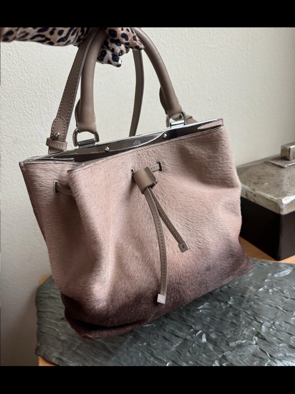 Mulberry Ombre Taupe to Deep Brown Haircalf Satchel